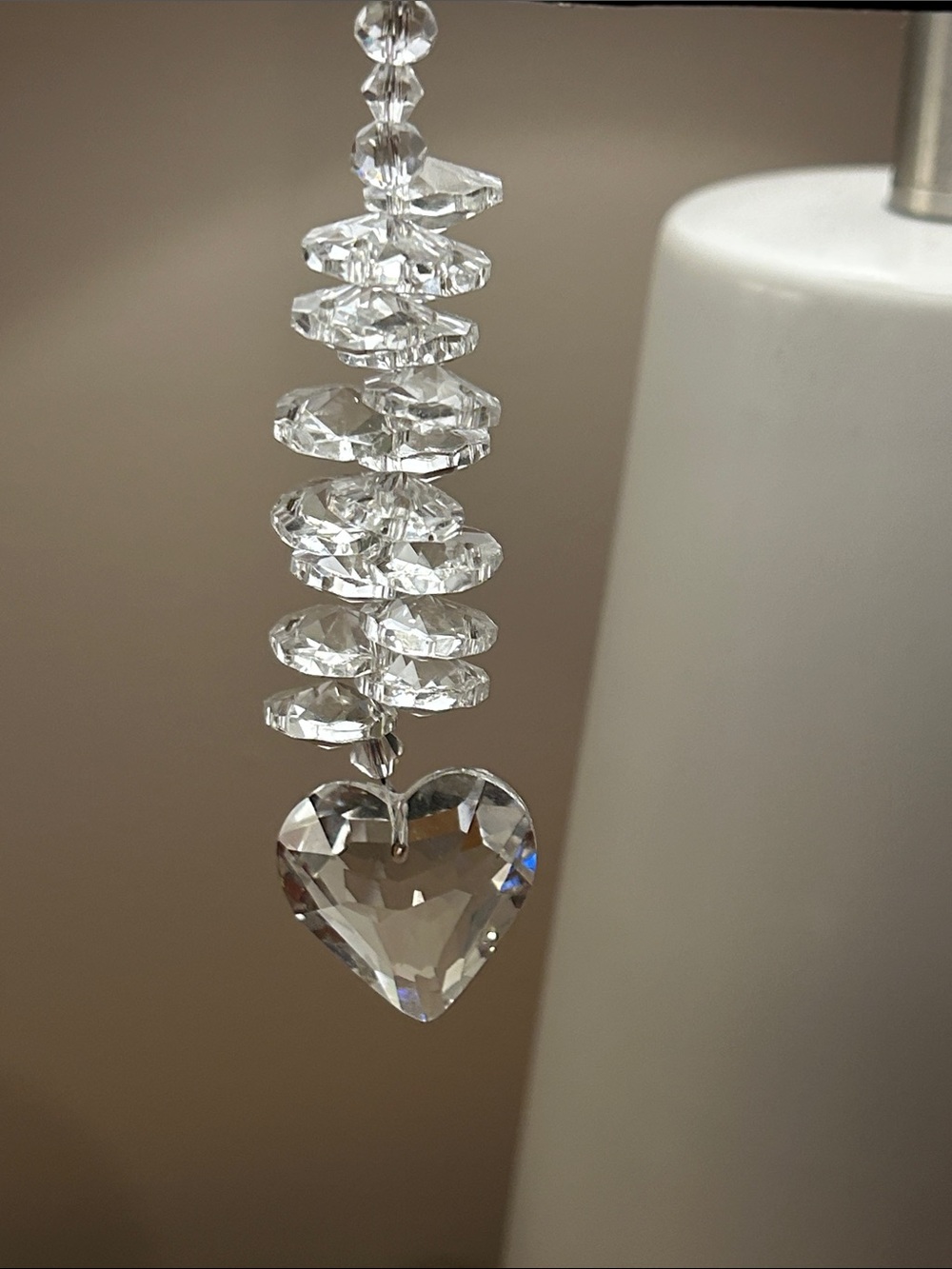 Clear Faceted Heart Hanging Prism - Decorative Home Accent
